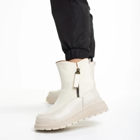 Sutton bézs női csizma, műbőrből és textil anyagból készült