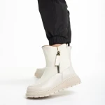 Sutton bézs női csizma, műbőrből és textil anyagból készült