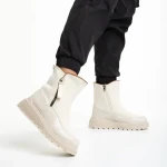 Sutton bézs női csizma, műbőrből és textil anyagból készült