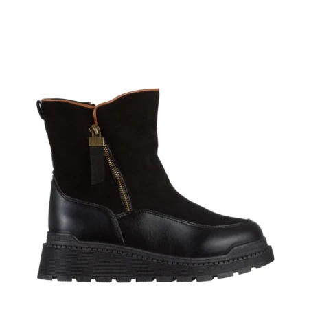Sutton fekete női csizma, műbőrből és textil anyagból készült