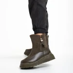 Sutton zöld női csizma, műbőrből és textil anyagból készült