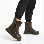 Sutton zöld női csizma, műbőrből és textil anyagból készült