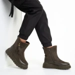 Sutton zöld női csizma, műbőrből és textil anyagból készült