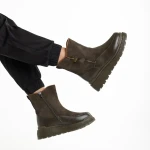 Sutton zöld női csizma, műbőrből és textil anyagból készült