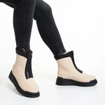 Lilith bézs női csizma, műbőrből készült