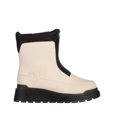 Lilith bézs női csizma, műbőrből készült