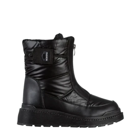 Rinda fekete női csizma, textil anyagból készült