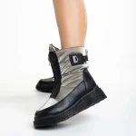 Rinda szürke női csizma, textil anyagból készült