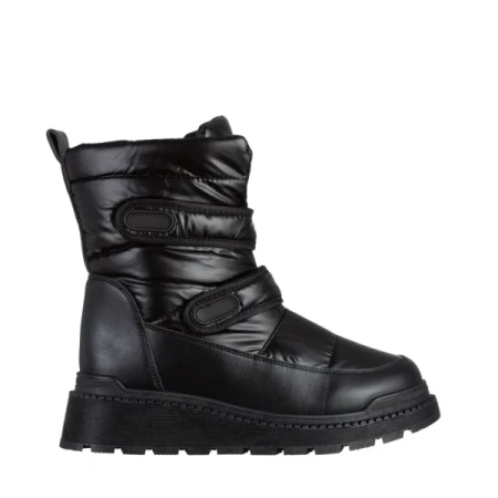 Xiomara fekete női csizma, műbőrből és textil anyagból készült