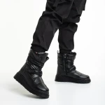 Xiomara fekete női csizma, műbőrből és textil anyagból készült