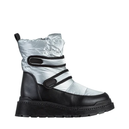 Xiomara szürke női csizma, műbőrből és textil anyagból készült