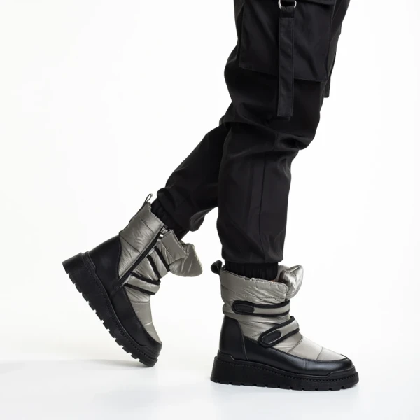 Xiomara sötét szürke női csizma, műbőrből és textil anyagból készült