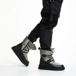 Xiomara sötét szürke női csizma, műbőrből és textil anyagból készült