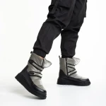 Xiomara sötét szürke női csizma, műbőrből és textil anyagból készült