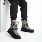 Xiomara sötét szürke női csizma, műbőrből és textil anyagból készült