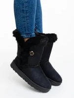 Zeltana fekete női csizma textil anyagból