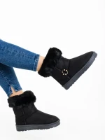 Nicolia fekete női csizma textil anyagból