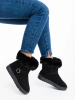 Nicolia fekete női csizma textil anyagból