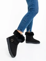 Nicolia fekete női csizma textil anyagból