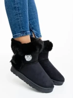 Hermina fekete női csizma textil anyagból