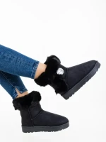 Hermina fekete női csizma textil anyagból