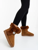 Hermina tevebarna női csizma textil anyagból