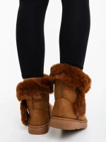 Hermina tevebarna női csizma textil anyagból