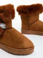 Hermina tevebarna női csizma textil anyagból