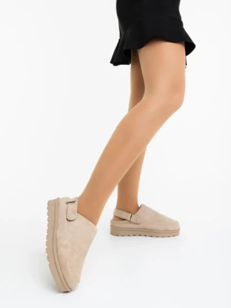 Luara bézs női papucs textil anyagból