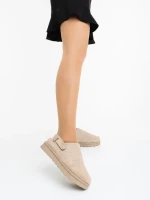 Luara bézs női papucs textil anyagból