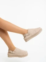 Luara bézs női papucs textil anyagból