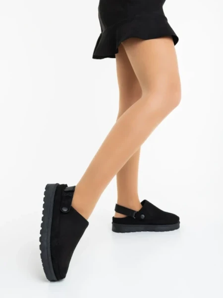 Luara fekete női papucs textil anyagból