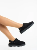 Luara fekete női papucs textil anyagból