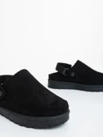 Luara fekete női papucs textil anyagból