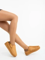 Luara tevebarna női papucs textil anyagból