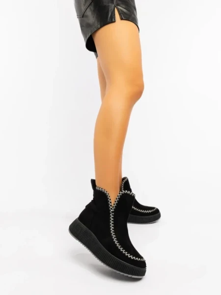 Galinda fekete női bakancs textil anyagból