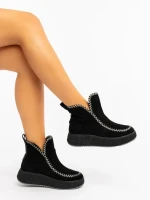 Galinda fekete női bakancs textil anyagból