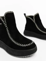Galinda fekete női bakancs textil anyagból