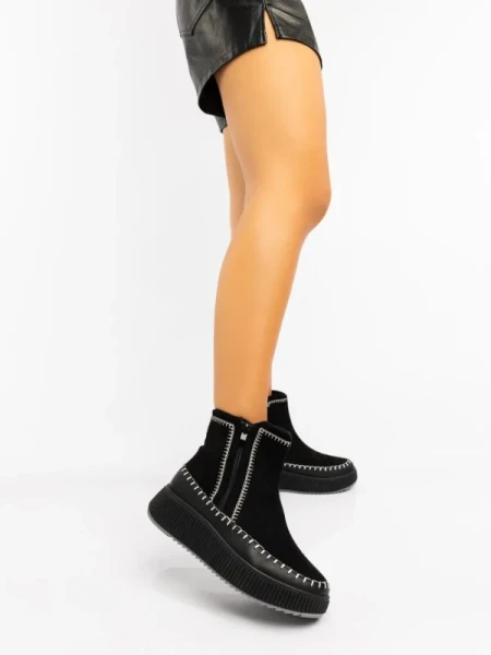 Arenia fekete női bakancs ökológiai bőrből és textil anyagból