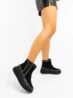 Arenia fekete női bakancs ökológiai bőrből és textil anyagból