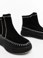 Arenia fekete női bakancs ökológiai bőrből és textil anyagból