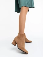 Zarina sötét bézs, női bokacsizma textil anyagból