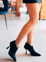 Marida fekete női bokacsizma textil anyagból