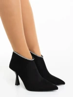 Marida fekete női bokacsizma textil anyagból