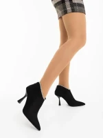 Marida fekete női bokacsizma textil anyagból