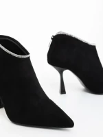 Marida fekete női bokacsizma textil anyagból