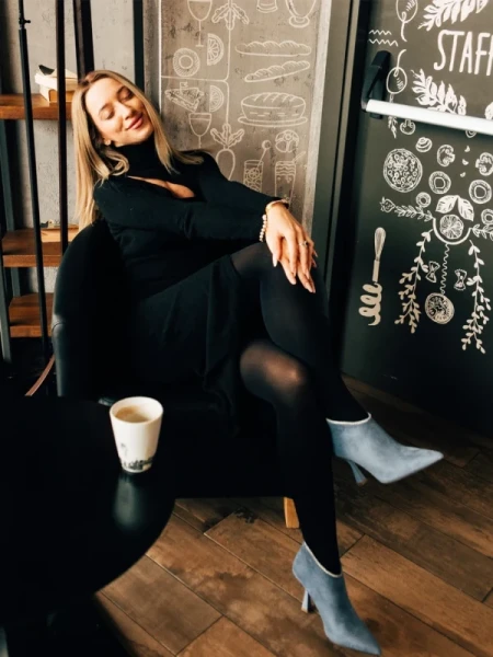 Marida kék női bokacsizma textil anyagból