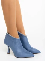 Marida kék női bokacsizma textil anyagból