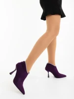 Marida lila női bokacsizma textil anyagból