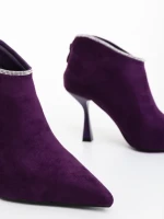 Marida lila női bokacsizma textil anyagból